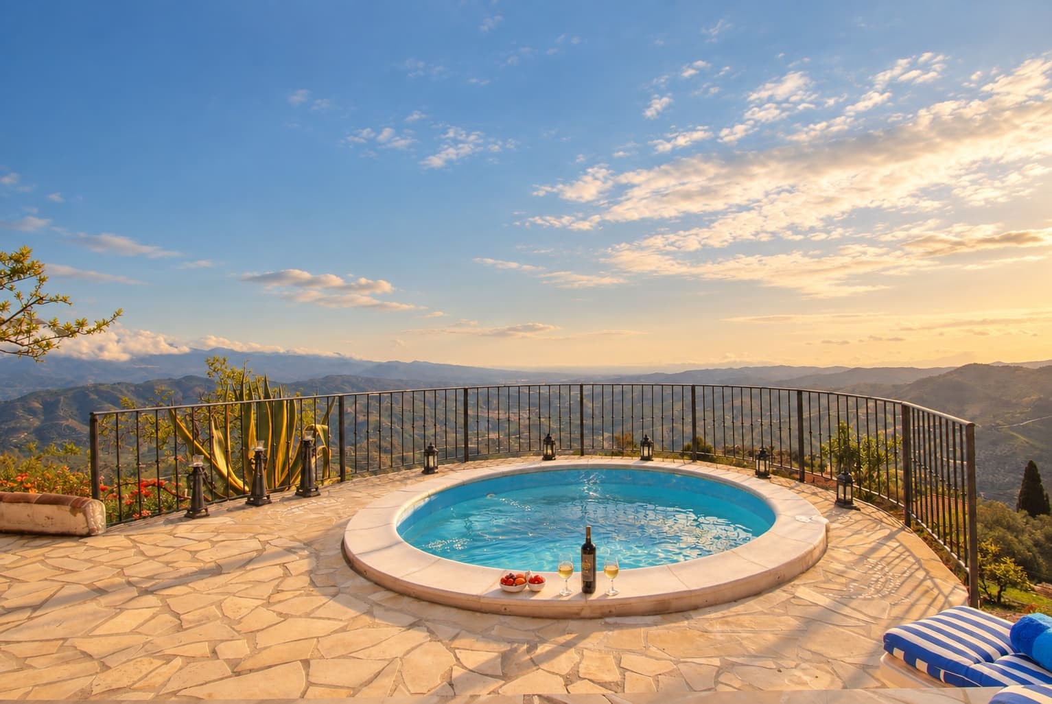 The private pool, looking out over the Axarquía.